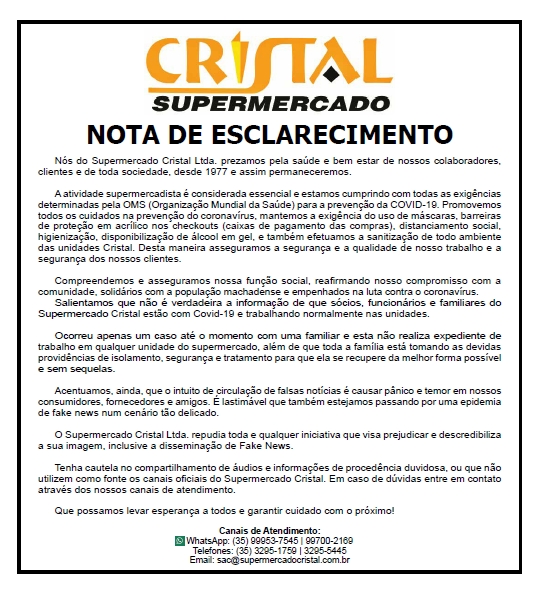 NOTA DE ESCLARECIMENTO!!